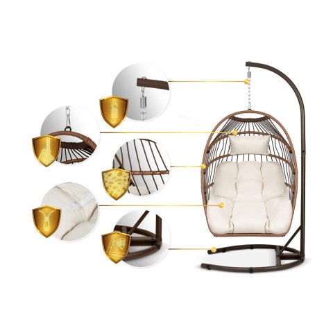 Fotel ogrodowy wiszący Luisiana brązowy + beżowe poduszki Sofotel