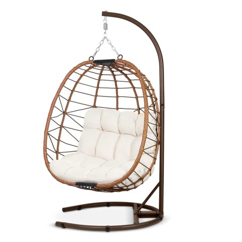 Fotel ogrodowy wiszący Tihuana brązowy + jasno beżowe poduszki Sofotel