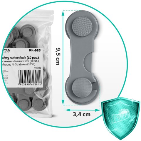 Zabezpieczenie otwierania szafek Ricokids 798301 10 szt. szare