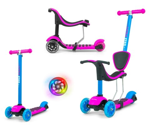 3w1 hulajnoga pchacz rower biegowy Little Star Pink-Blue 3w1 hulajnoga pchacz rower biegowy Little Star Pink-Blue