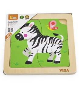 Viga Klocki drewniane  51317 Puzzle na podkładce-zebra