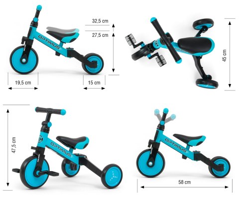 Rowerek 3w1 Optimus rower biegowy na pedały   Blue