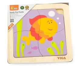 Viga Klocki drewniane  50144 Puzzle na podkładce - rybka