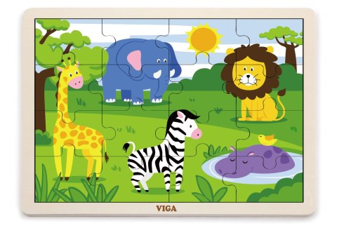 Viga 51449 Puzzle na podkładce 16 elementów - safarii