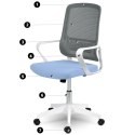 Fotel biurowy z mikrosiatki Sofotel Wizo niebiesko-biały