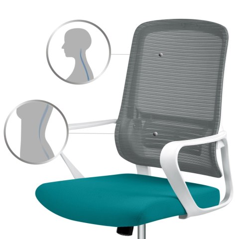 Fotel biurowy z mikrosiatki Sofotel Wizo biało-zielony