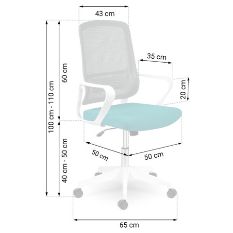 Fotel biurowy z mikrosiatki Sofotel Wizo biało-zielony