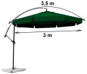 Duży zielony parasol ogrodowy składany 350 cm