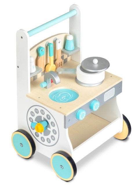 Drewniana kuchnia dla dzieci pchacz wózek 