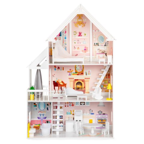 Drewniany domek dla lalek xxl Rezydencja pudrowa ECOTOYS Drewniany domek dla lalek xxl Rezydencja pudrowa ECOTOYS