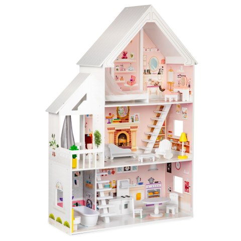 Drewniany domek dla lalek xxl Rezydencja pudrowa ECOTOYS Drewniany domek dla lalek xxl Rezydencja pudrowa ECOTOYS
