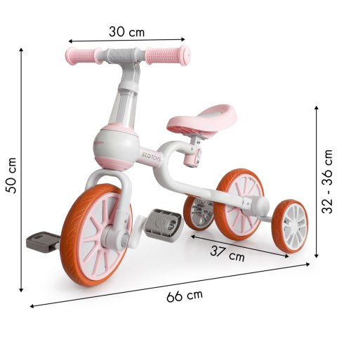 Rower rowerek biegowy 4w1 Pedały Kółka boczne ECOTOYS