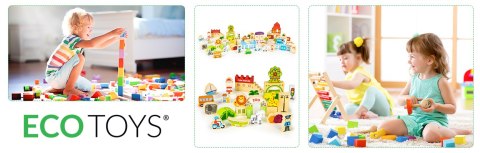 Drewniane klocki edukayjne miasto zoo 120 el. ECOTOYS