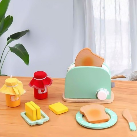 Drewniany toster opiekacz z akcesoriami 11 el. ECOTOYS Drewniany toster opiekacz z akcesoriami 11 el. ECOTOYS