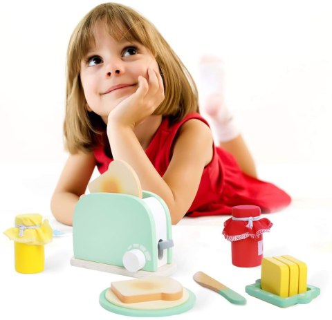 Drewniany toster opiekacz z akcesoriami 11 el. ECOTOYS Drewniany toster opiekacz z akcesoriami 11 el. ECOTOYS