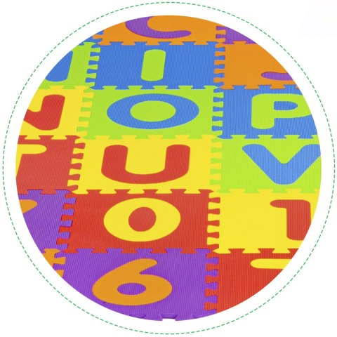 Duża mata piankowa EVA dla dzieci litery cyfry 178x178 cm 36 el. 