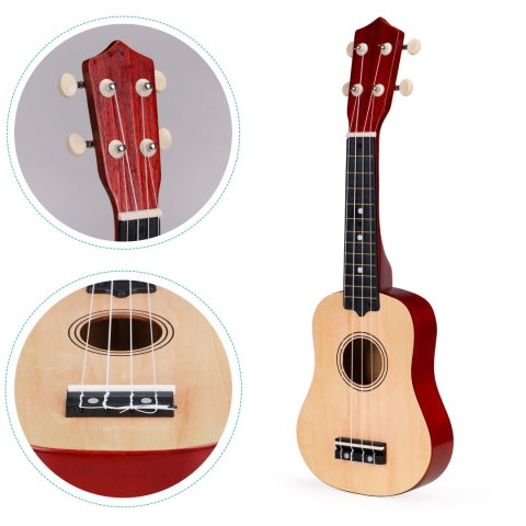 Gitara ukulele dla dzieci drewniana 4 struny nylonowe 