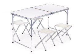 Stolik turystyczny stół składany zestaw 4 krzesła Biały