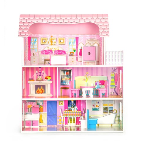 Duży drewniany domek dla lalek + meble ECOTOYS Duży drewniany domek dla lalek + meble ECOTOYS