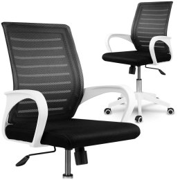 Fotel biurowy z mikrosiatki Sofotel Batura biało-czarny