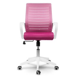 Fotel biurowy z mikrosiatki Sofotel Batura biało-różowy