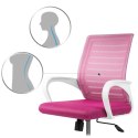 Fotel biurowy z mikrosiatki Sofotel Batura biało-różowy
