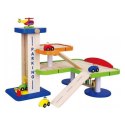 Duży Drewniany Dwupoziomowy garaż z akcesoriami Car Service Viga Toys