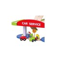 Duży Drewniany Dwupoziomowy garaż z akcesoriami Car Service Viga Toys