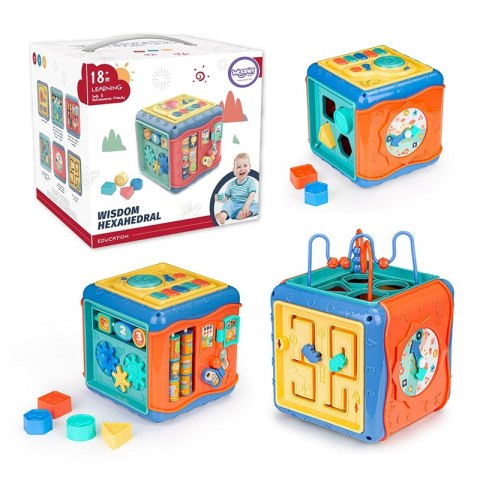 WOOPIE Kostka Edukacyjna 10w1 Interaktywna Sorter Labirynt 6 Ścian z Funkcjami