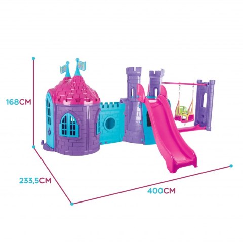 WOOPIE Plac Zabaw 3w1 Zamek Zjeżdżalnia Huśtawka Domek