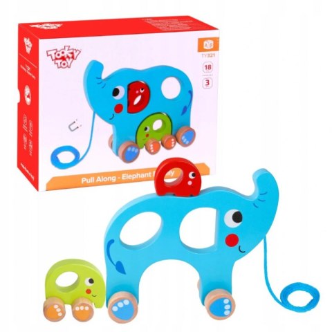 TOOKY TOY Rodzina Słoni Do Ciągnięcia Sorter 2w1 Zabawka Magnetyczna