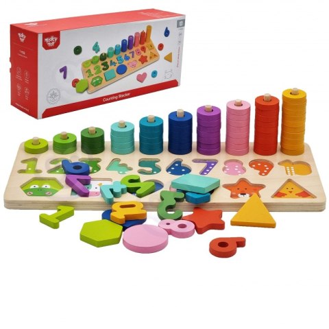 TOOKY TOY Układanka Nauka Liczenia Kształtów Kolorów Montessori 72 el. Certyfikat FSC