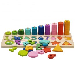 TOOKY TOY Układanka Nauka Liczenia Kształtów Kolorów Montessori 72 el. Certyfikat FSC