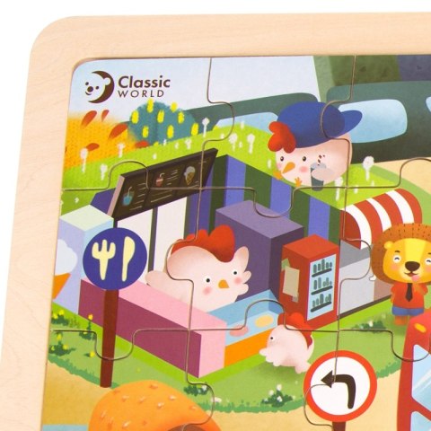 CLASSIC WORLD Drewniane Puzzle Miasto Zwierząt 48 el.