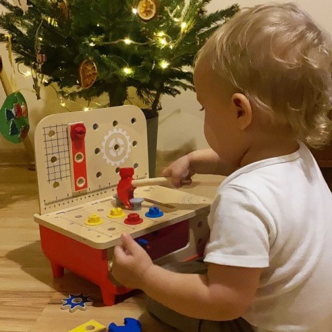 TOOKY TOY Drewniany Warsztat Stół Blat z Narzędziami 31 el.