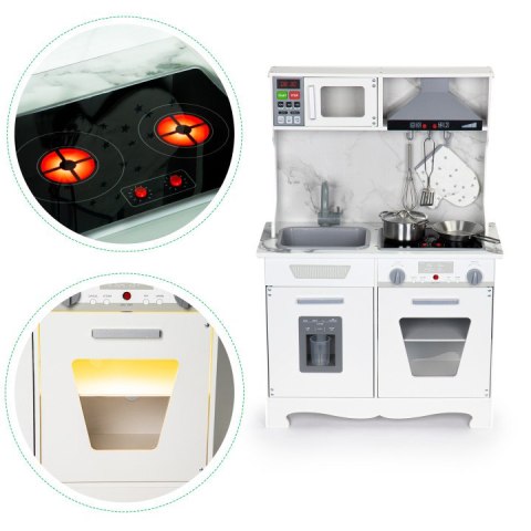 Drewniana kuchnia dla dzieci dźwięki led + akcesoria 