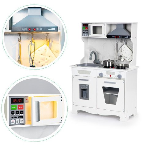 Drewniana kuchnia dla dzieci dźwięki led + akcesoria 