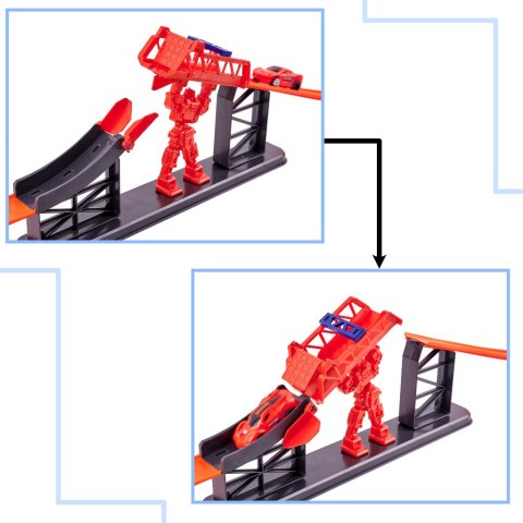 Tor samochodowy szybki wyrzutnia pętla skocznia z tarczą licznikiem 2 autka