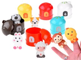 Zestaw zwierzątek Gumowe zwierzątka pacynki w domku cyfry 6 szt ZA4680