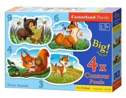 Puzzle 4w1 3,4,6,9-elementów Forest Animals