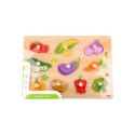 TOOKY TOY Puzzle Drewniana Układanka Montessori Z Pinezkami Warzywa