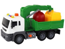 Ciężarówka Śmieciarka Z Dźwigiem Napęd Frykcyjny Dźwięki Zielona 1:16