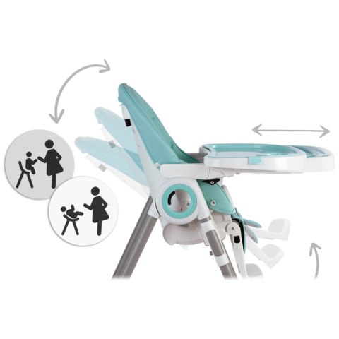 Krzesełko do karmienia ze stolikiem, leżaczek Belo + pałąk z