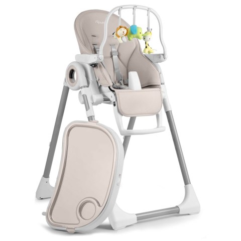 Krzesełko do karmienia ze stolikiem, leżaczek Belo szare + pałąk z  