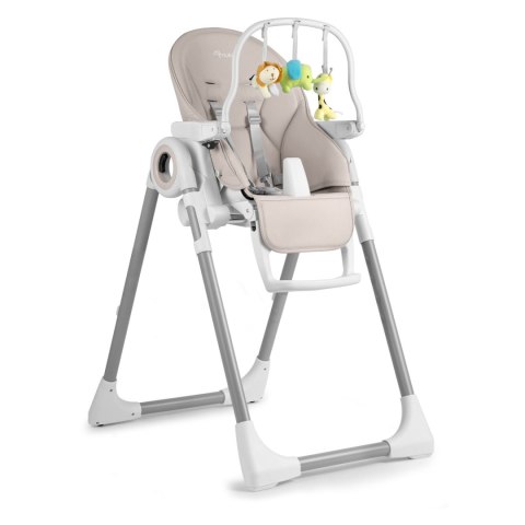 Krzesełko do karmienia ze stolikiem, leżaczek Belo szare + pałąk z  