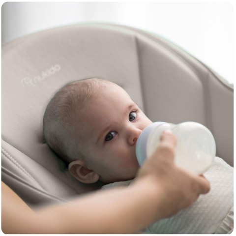 Krzesełko do karmienia ze stolikiem, leżaczek Belo szare + pałąk z  