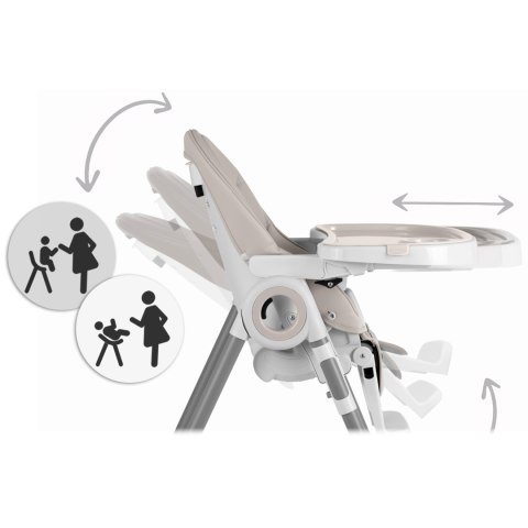 Krzesełko do karmienia ze stolikiem, leżaczek Belo szare + pałąk z  