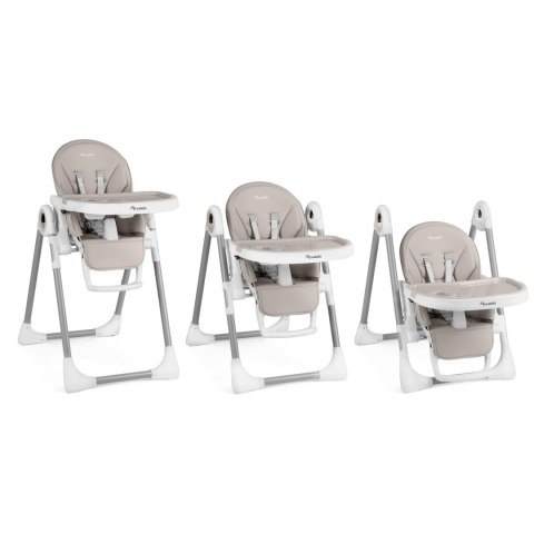 Krzesełko do karmienia ze stolikiem, leżaczek Belo szare + pałąk z  