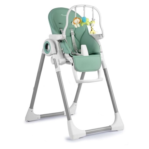 Krzesełko do karmienia ze stolikiem, leżaczek Belo zielone + pałąk z  