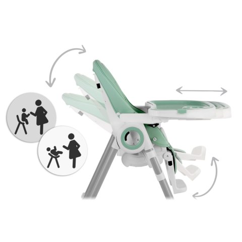 Krzesełko do karmienia ze stolikiem, leżaczek Belo zielone + pałąk z  